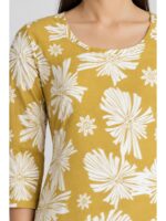 W-KT-642-11-MY-L_detail Women's Cotton Floral Printed Straight Kurta – Mustard Yellow