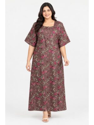 Women's Cotton Blend Floral Print Nighty – Clay