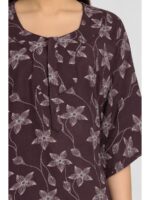 Women's Cotton Blend Floral Print Nighty – Burgundy