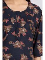 Women's Cotton Blend Floral Print Nighty – Navy Blue