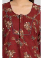 W-NY-563-10-MR-5XL_detail Women's Cotton Blend Floral Print Nighty – Maroon