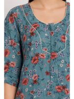 W-NY-563-11-SB-5XL_detail Women's Cotton Blend Floral Print Nighty – Sky Blue