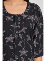 W-NY-563-14-BK-5XL_detail Women's Cotton Blend Floral Print Nighty – Black