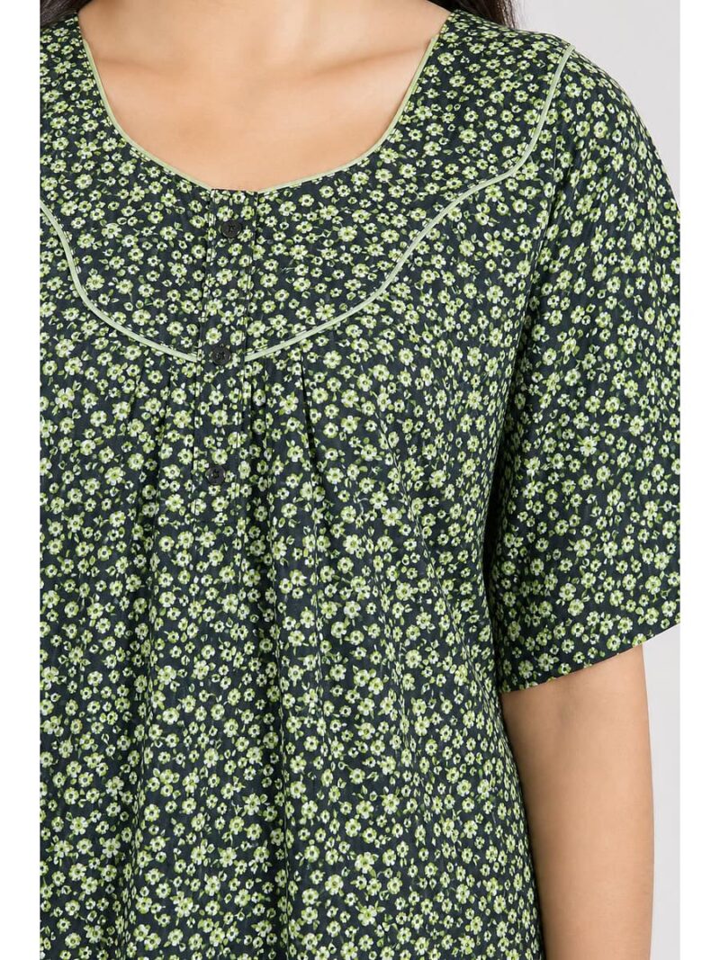 Women’s Cotton Plus-Size Zip Nighty - Green