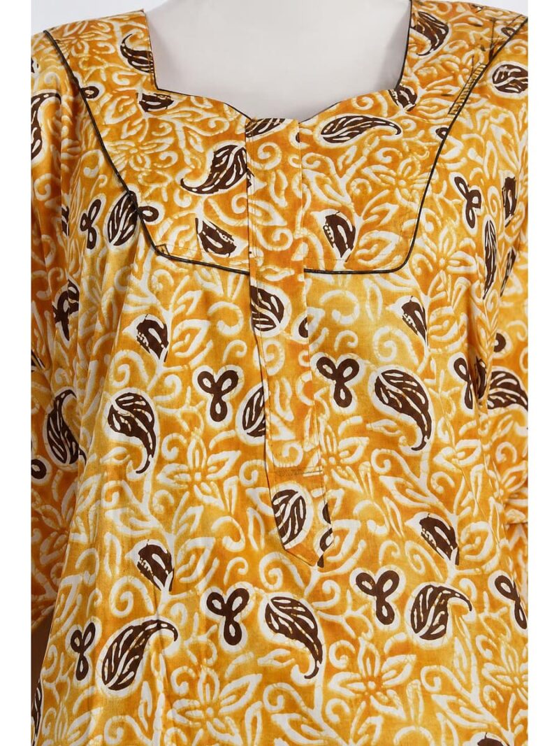 Women’s Cotton Plus-Size Zip Nighty - Yellow