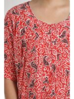 Women’s Cotton Plus-Size Zip Nighty - Red