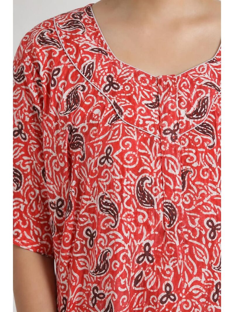 Women’s Cotton Plus-Size Zip Nighty - Red
