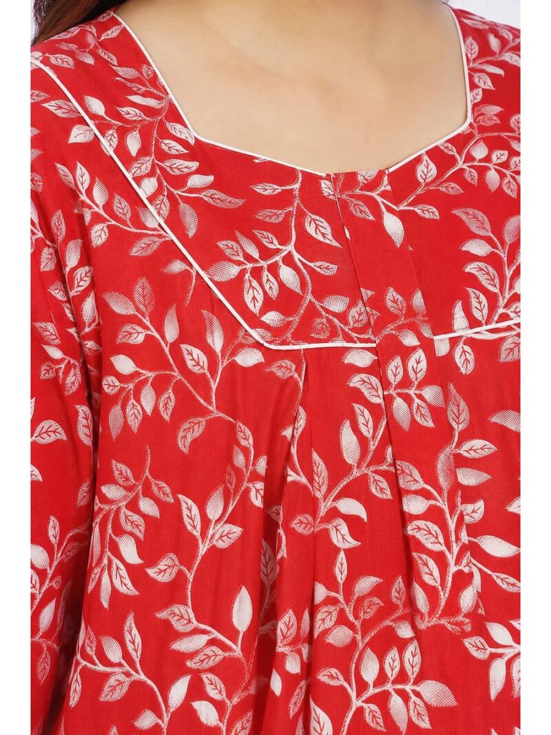Women’s Cotton Plus-Size Zip Nighty - Red