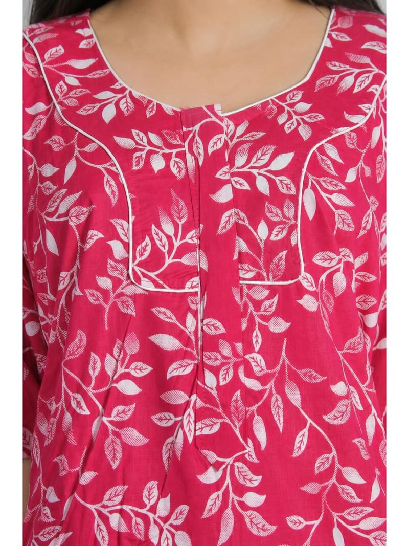 Women’s Cotton Plus-Size Zip Nighty -Raspberry