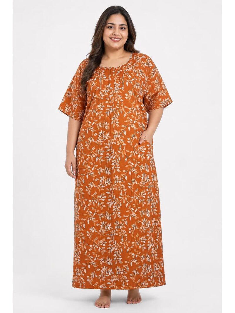 W-NY-564-10-AM-4XL_front Women’s Cotton Plus-Size Zip Nighty - Amber
