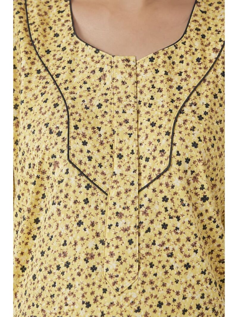 Women’s Cotton Plus-Size Zip Nighty -Yellow
