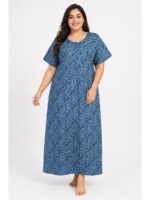W-NY-564-14-SG-4XL_front Women’s Cotton Plus-Size Zip Nighty - Slate Grey