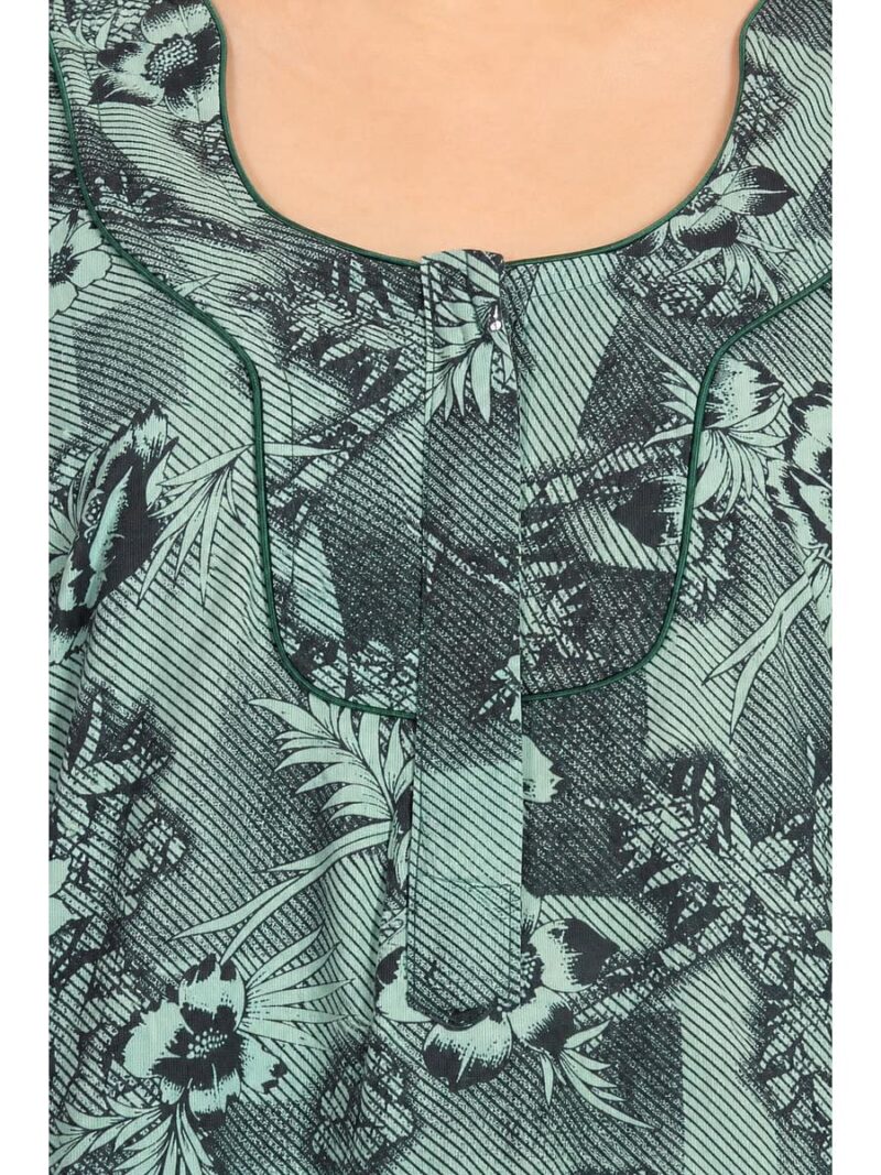 Women’s Cotton Plus-Size Zip Nighty - Seafoam Green