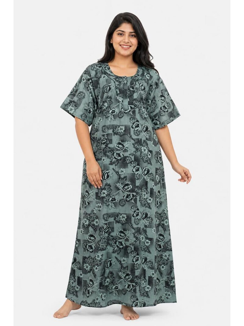 W-NY-564-16-SG-4XL_front Women’s Cotton Plus-Size Zip Nighty - Seafoam Green
