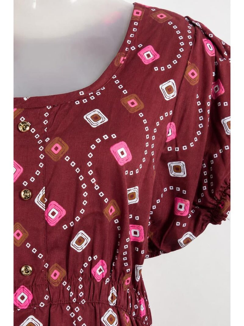 Women's Cotton Printed Frock Nighty – Terracotta