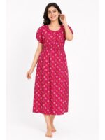 Women's Cotton Printed Frock Nighty – Cerise