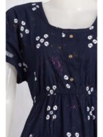 Women's Cotton Printed Frock Nighty – Navy Blue