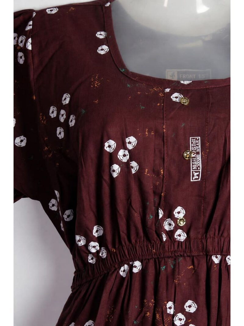 Women's Cotton Printed Frock Nighty – Maroon