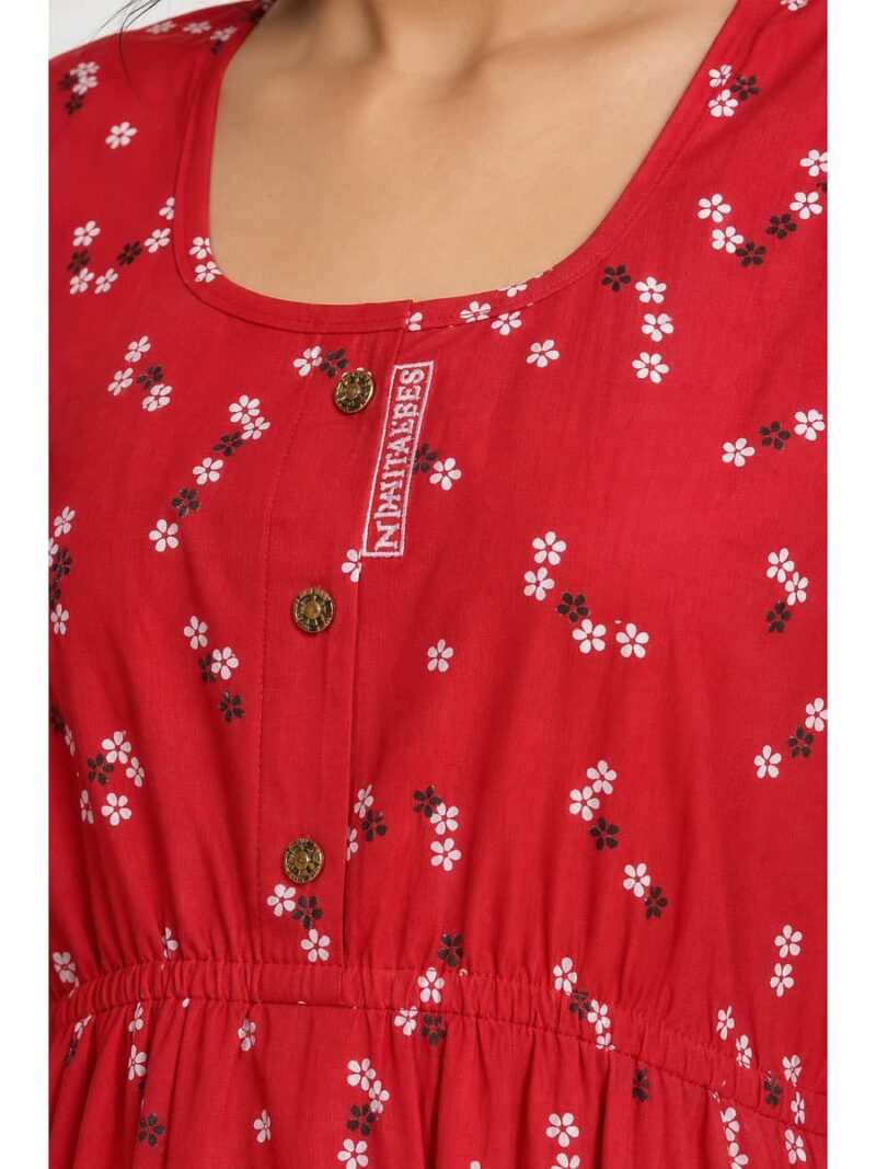 Women's Cotton Printed Frock Nighty – Raspberry