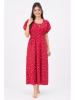 Women's Cotton Printed Frock Nighty – Raspberry