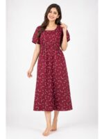 W-NY-565-13-TC-XL_front Women's Cotton Printed Frock Nighty – Terracotta