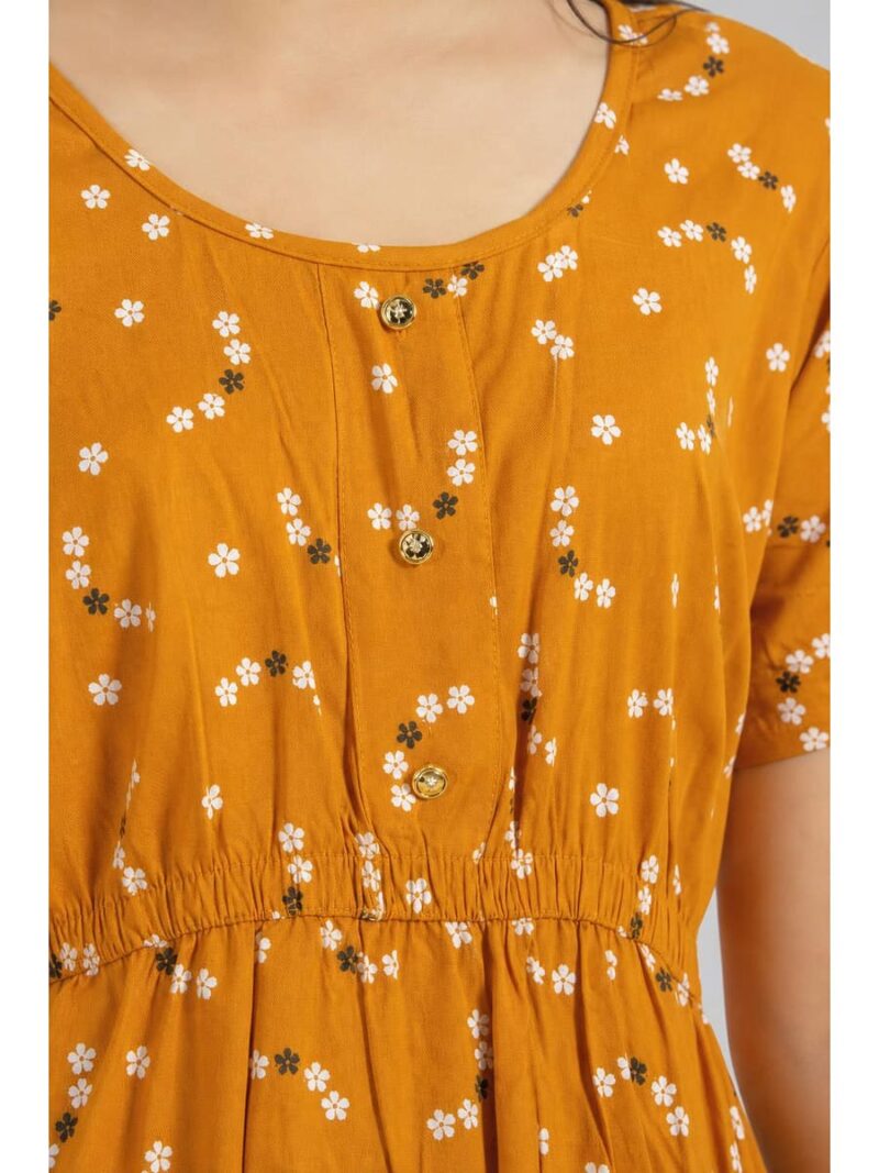 Women's Cotton Printed Frock Nighty – Amber