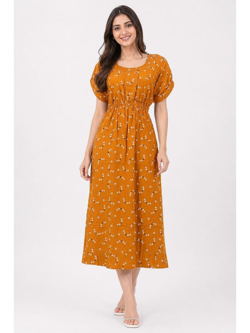 Women's Cotton Printed Frock Nighty – Amber