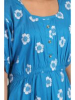 Women's Cotton Printed Frock Nighty - Blue