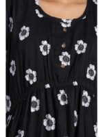 W-NY-566-05-BK-XXL_detail Women's Cotton Printed Frock Nighty - Black