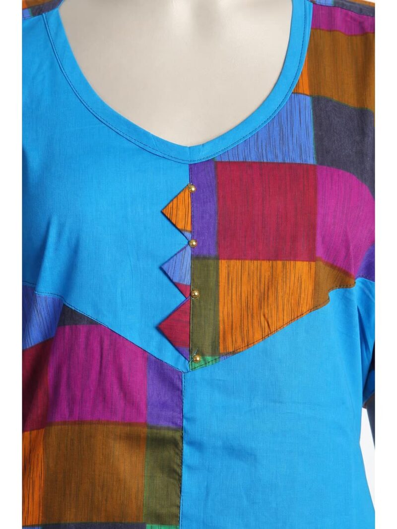 Women's Cotton Checked Frock Nighty – Multicolor