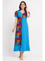 Women's Cotton Checked Frock Nighty – Multicolor