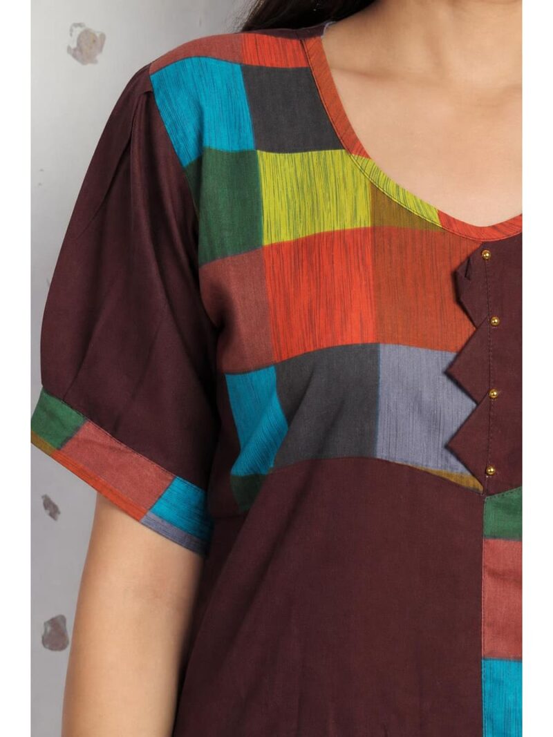 Women's Cotton Checked Frock Nighty – Multicolor