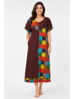 W-NY-567-03-MR-XXL_front Women's Cotton Checked Frock Nighty – Multicolor