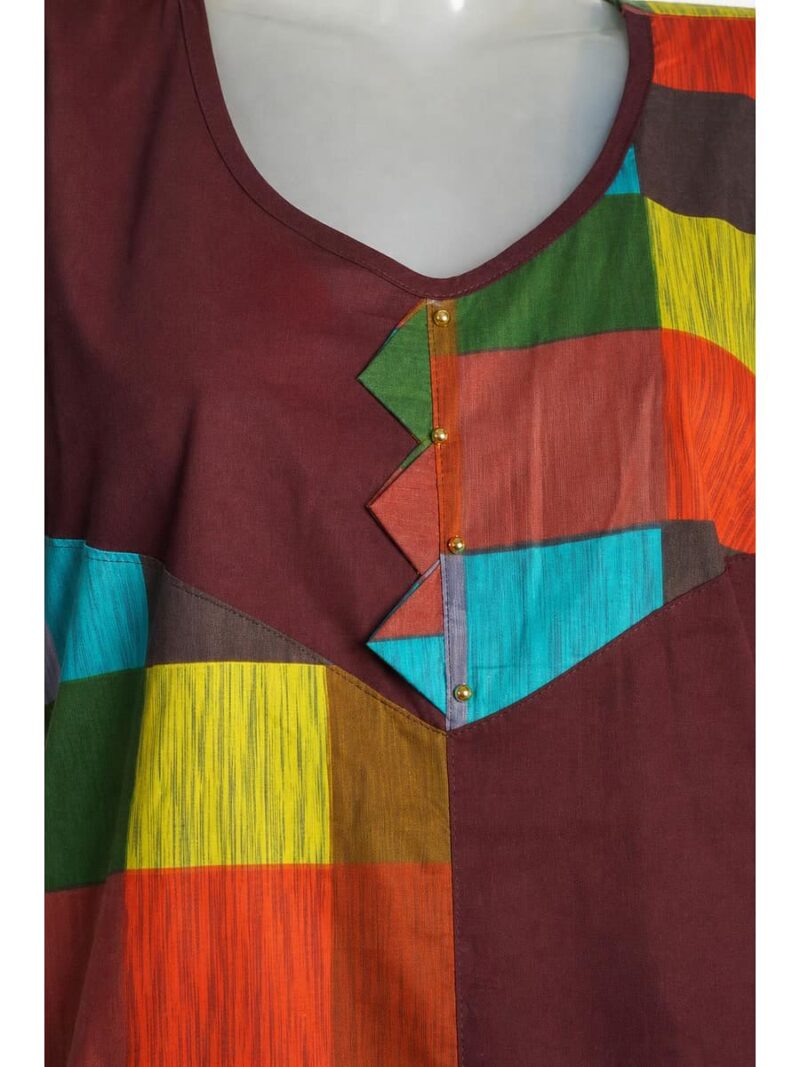 Women's Cotton Checked Frock Nighty – Multicolor