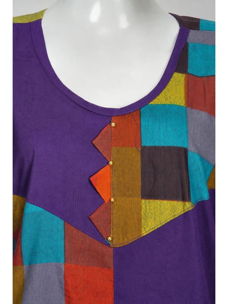 Women's Cotton Checked Frock Nighty – Multicolor