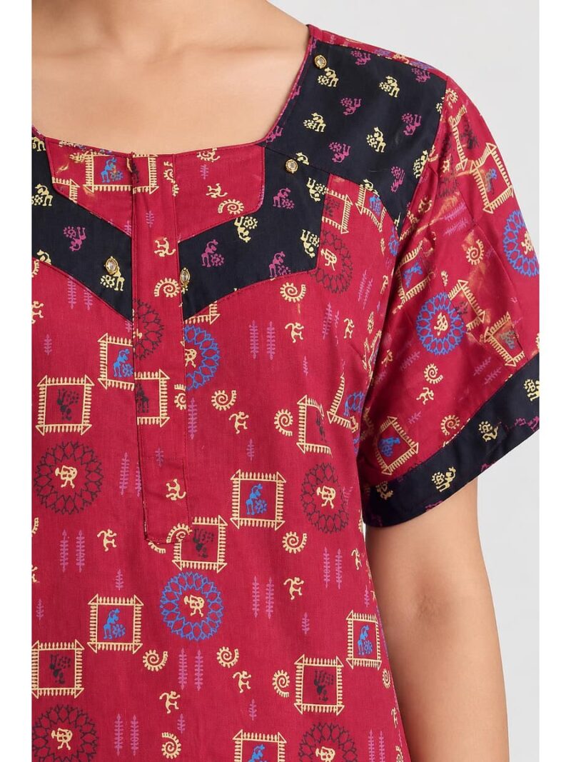 Women's Cotton Full-Length Frock Nighty - Cerise