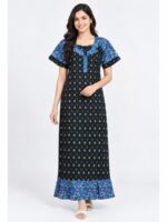W-NY-568-03-OG-XXL_front Women's Cotton Full-Length Frock Nighty - Olive Green