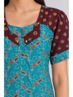 W-NY-568-05-BL-XXL_detail Women's Cotton Full-Length Frock Nighty - Blue