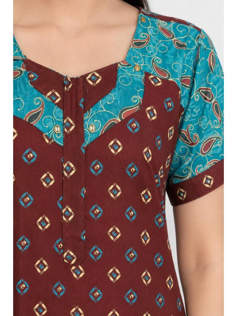 Women's Cotton Full-Length Frock Nighty - Maroon