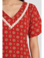 W-NY-574-04-RD-XL_detail Women's Ajrakh Cotton Printed Frock Nighty – Red