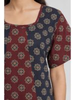 W-NY-575-01-NB-XXL_detail Women's Ajrakh Cotton Printed Frock Nighty – Navy Blue