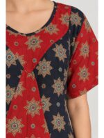Women's Ajrakh Cotton Printed Frock Nighty –Navy Blue
