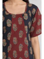 W-NY-575-05-NB-XXL_detail Women's Ajrakh Cotton Printed Frock Nighty – Navy Blue