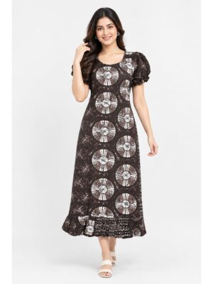 Women's Cotton Frock Nighty - Coffee