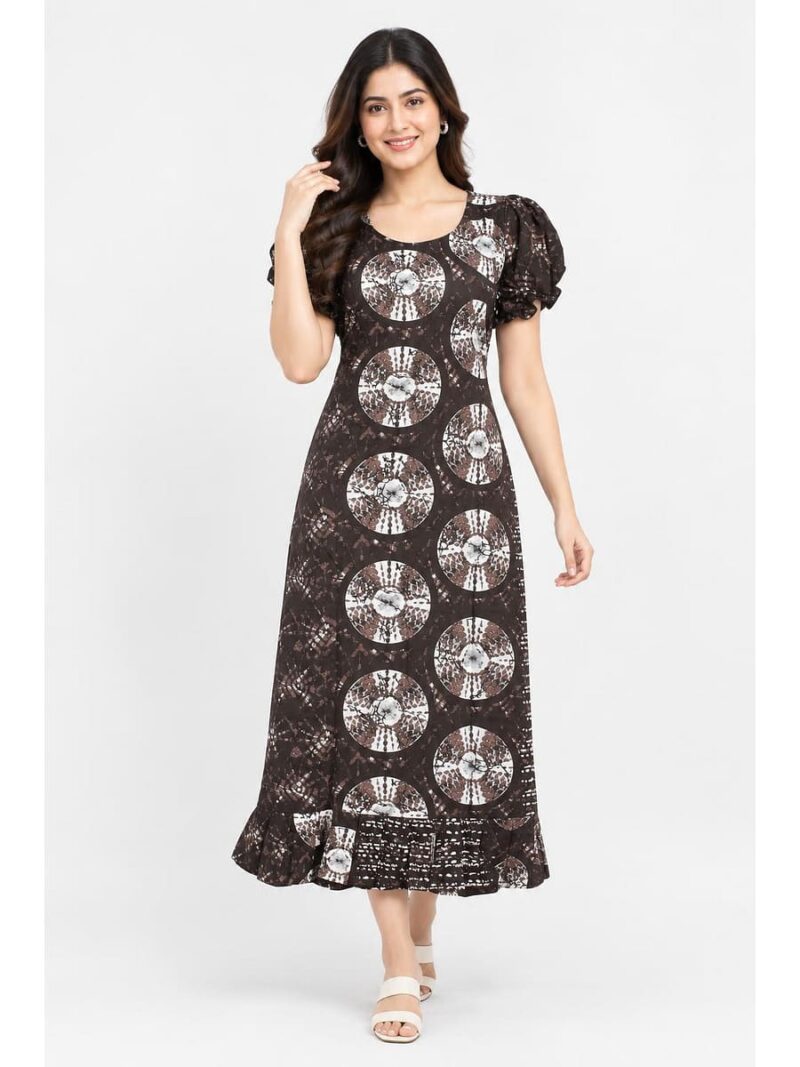 W-NY-576-01-CF-M_front Women's Cotton Frock Nighty - Coffee