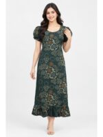 W-NY-576-06-GR-M_front Women's Cotton Frock Nighty - Green
