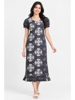 Women's Cotton Frock Nighty - Grey