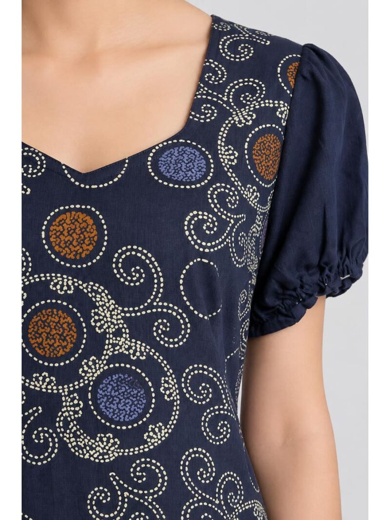 Women's Cotton Frock Nighty - Navy Blue