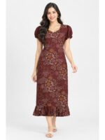 Women's Cotton Frock Nighty - Maroon