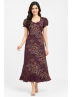 W-NY-576-11-PP-M_front Women's Cotton Frock Nighty - Purple